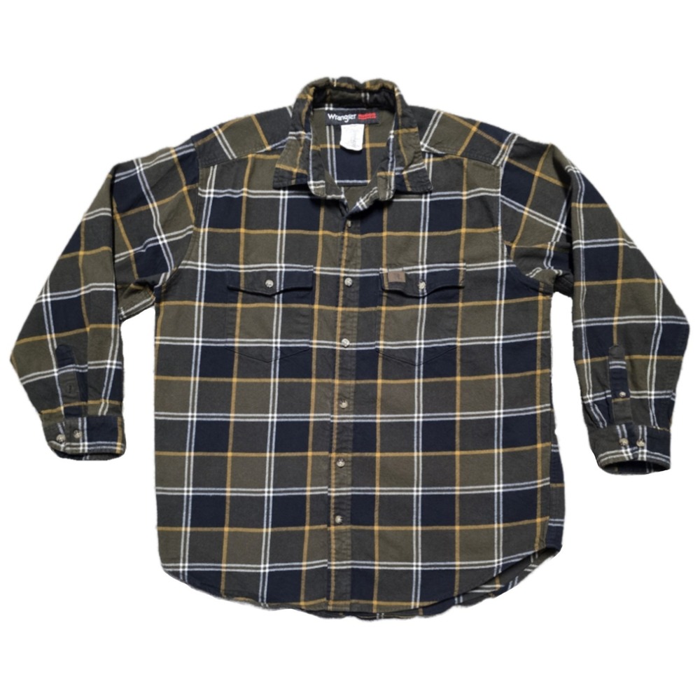 Wrangler RIGGS Workwear Heavyweight Flannel 100% Cotton Shirt Plaid Men's XL